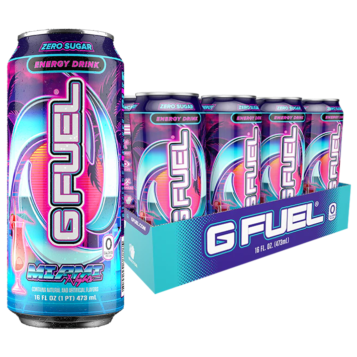 G FUEL Cans | Miami Nights | 16 oz Carbonated Energy Drink