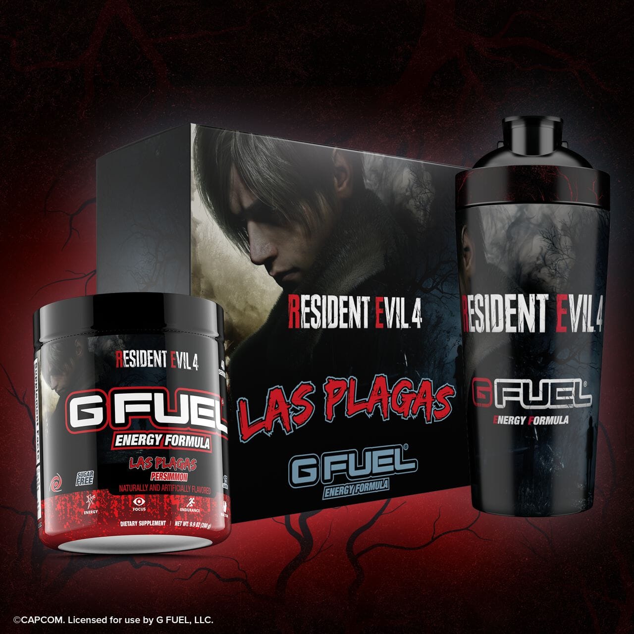 G FUEL's Las Plagas Collector's Box, inspired by "Resident Evil 4"