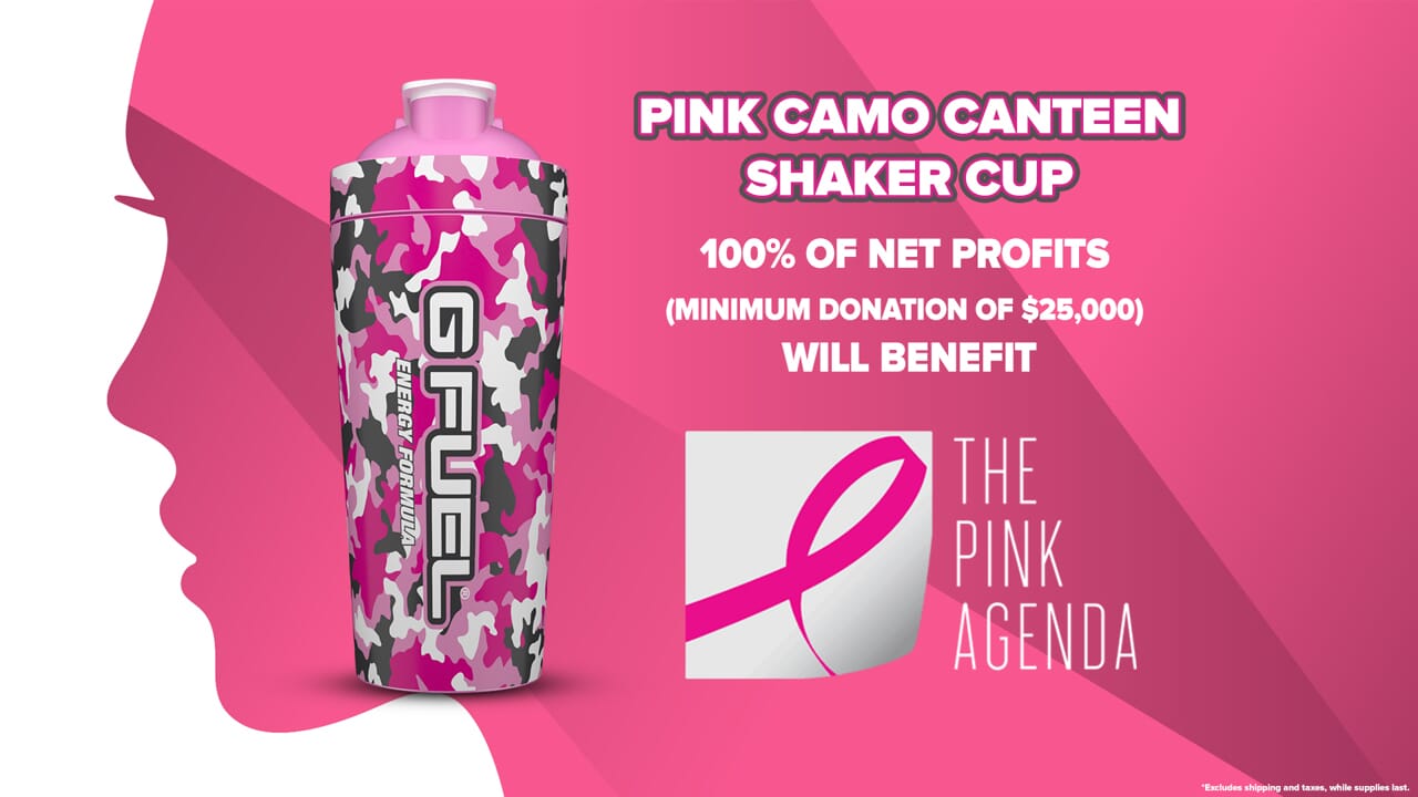 G FUEL's Pink Camo Canteen Shaker Cup to benefit The Pink Agenda during Breast Cancer Awareness Month