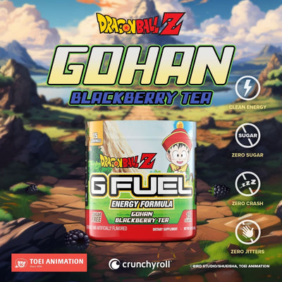 G FUEL Joins Forces with Toei Animation and Crunchyroll to Unleash the Power Within with G FUEL Gohan Blackberry Tea