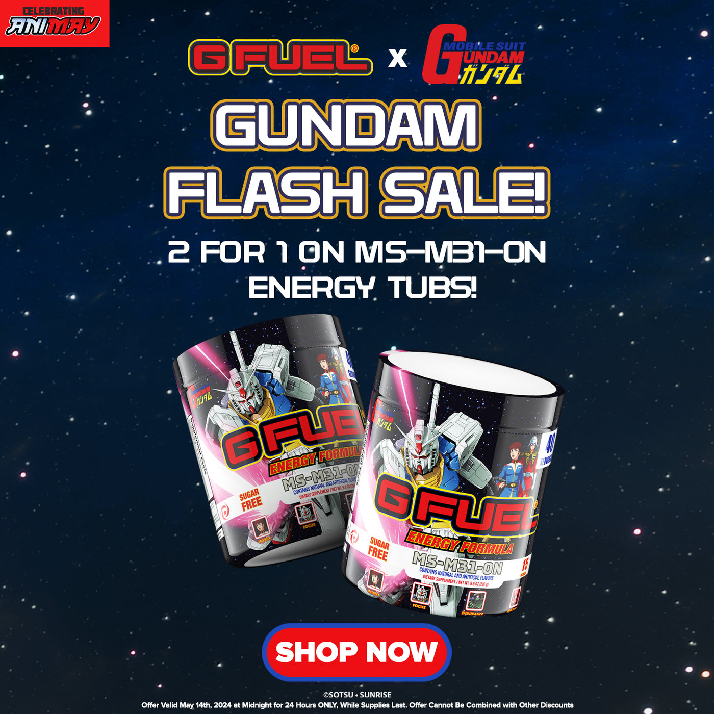 Mobile Suit Gundam Flash Sale G FUEL Powdered Energy Formula Tub 2 For the price of 1