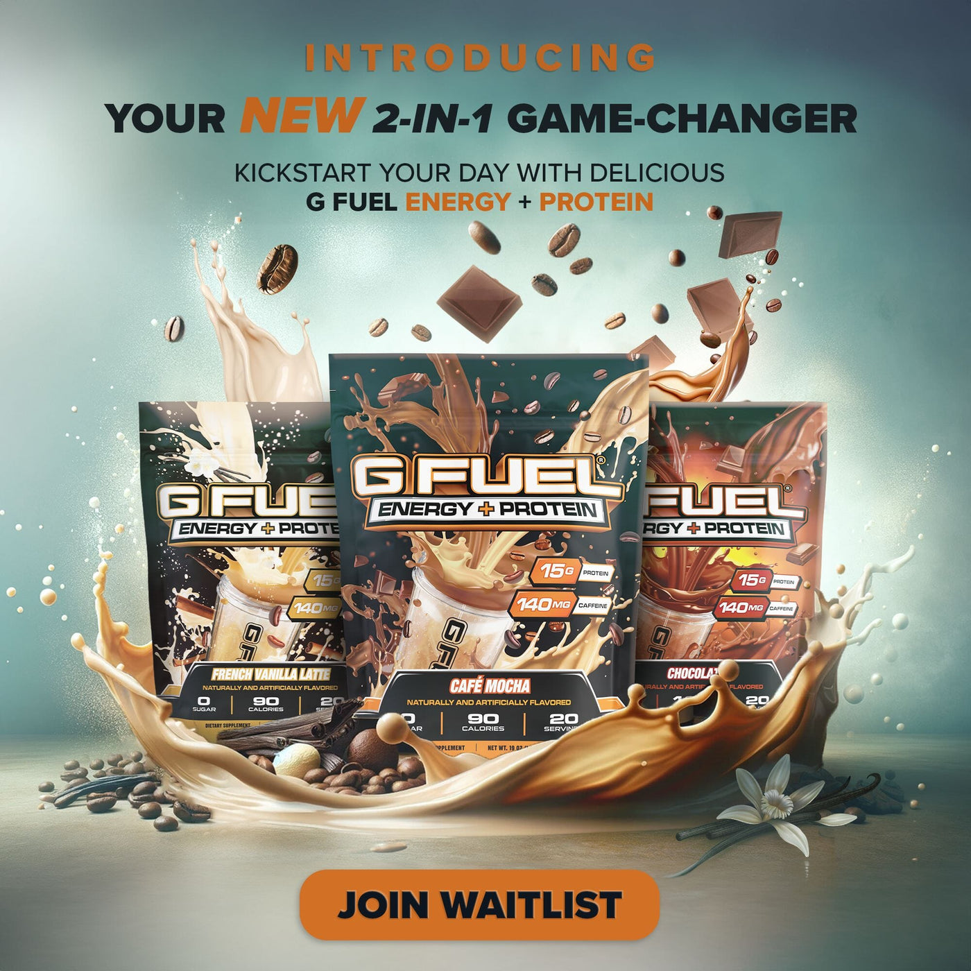 Introducing Your New 2-In-1 Game-Changer, In 3 Craveable Flavors | G FUEL Energy + Protein | Click to Join the Waitlist Now