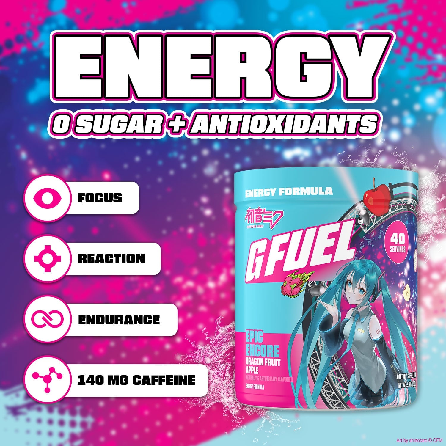 G FUEL x Hatsune Miku | Epic Encore Energy Tub