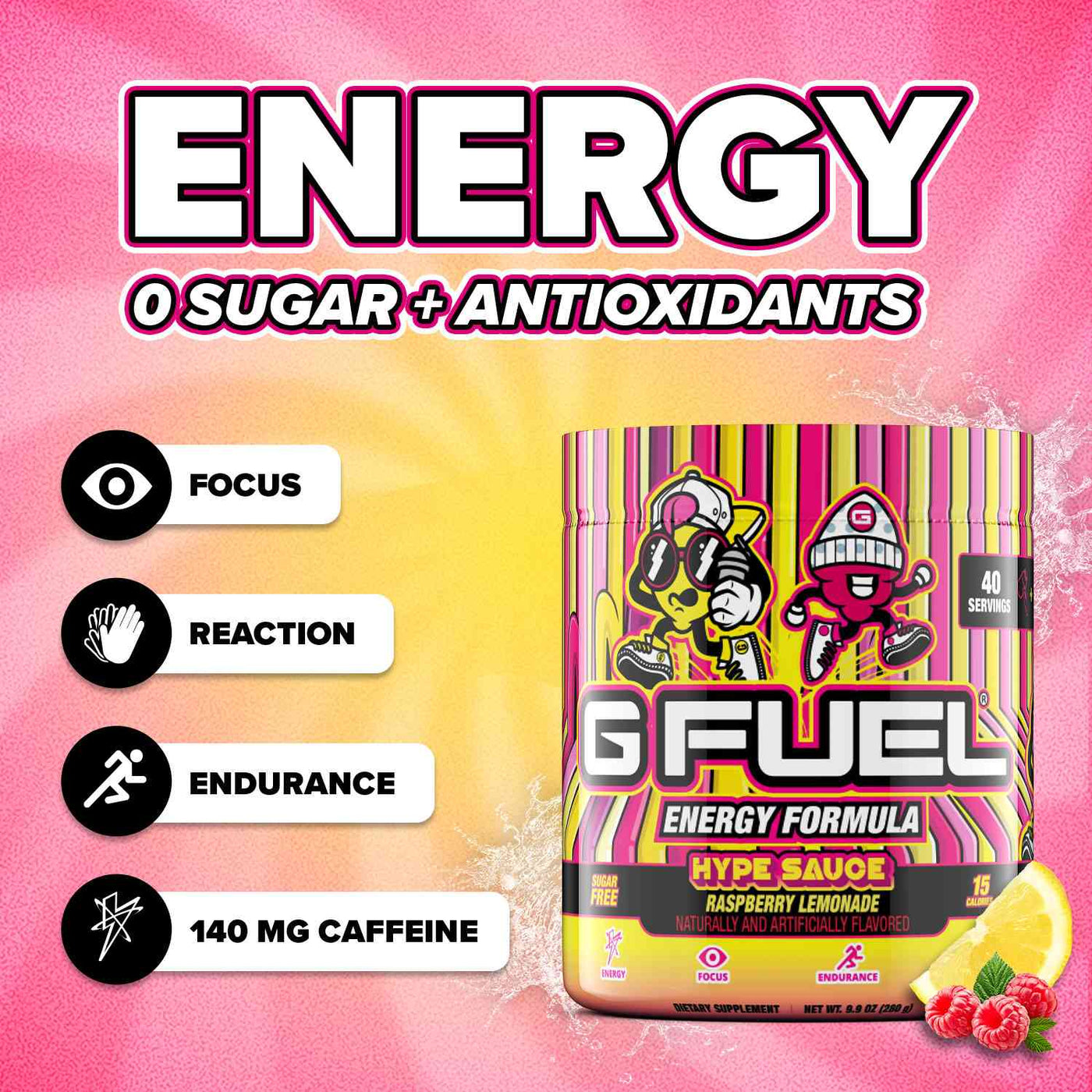 G FUEL | Hype Sauce Energy Tub | Raspberry Lemonade
