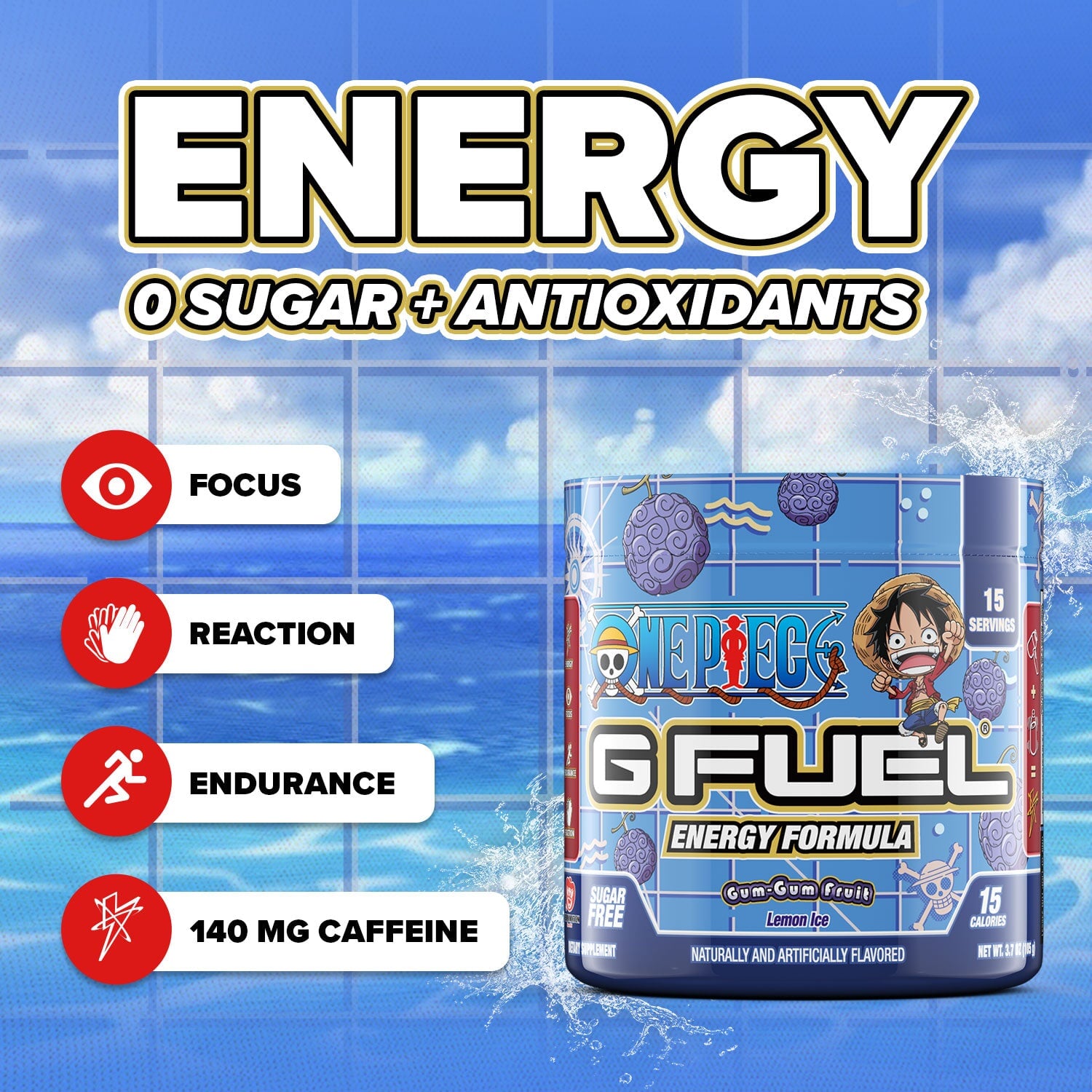 G FUEL| Luffy's Gum-Gum Fruit Tub 