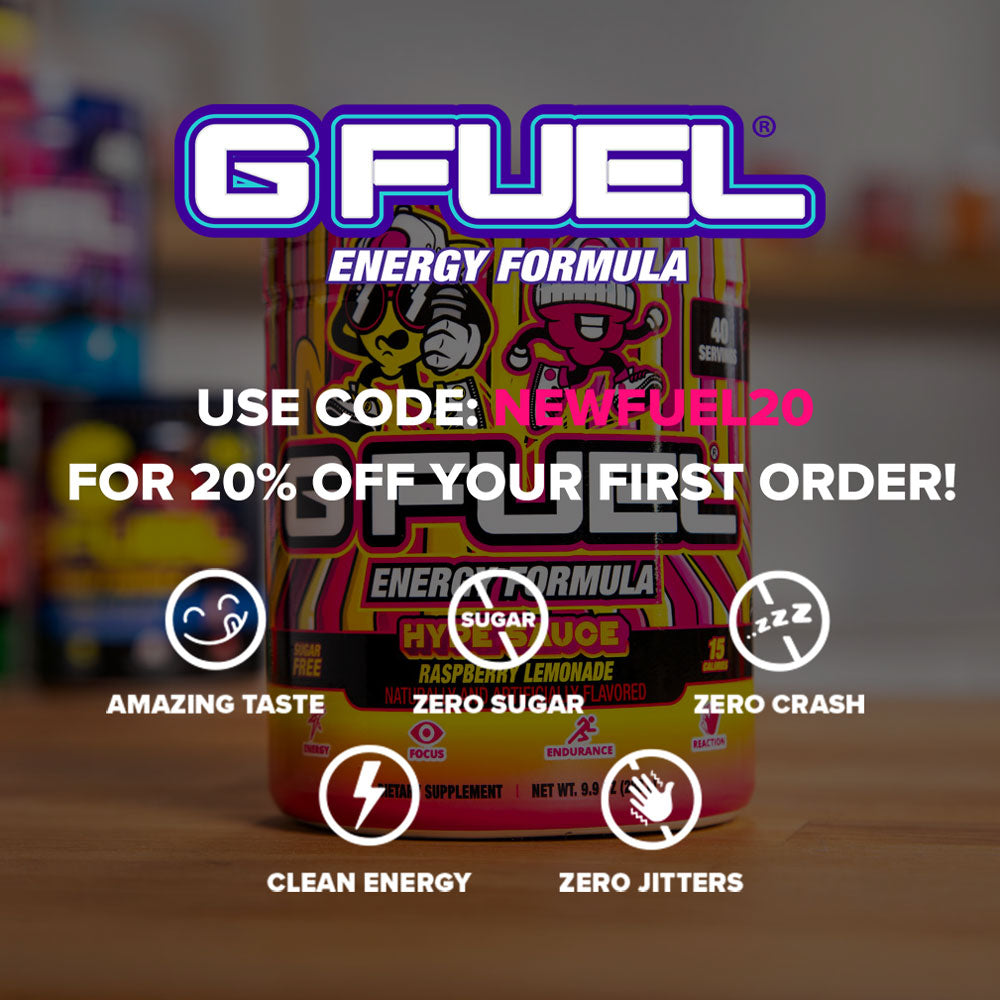 G FUEL Energy Formula | Use Code: NEWFUEL20 for 20% off your first order! | Clean Energy, Amazing Taste, Zero Sugar, Zero Crash, Zero Jitters