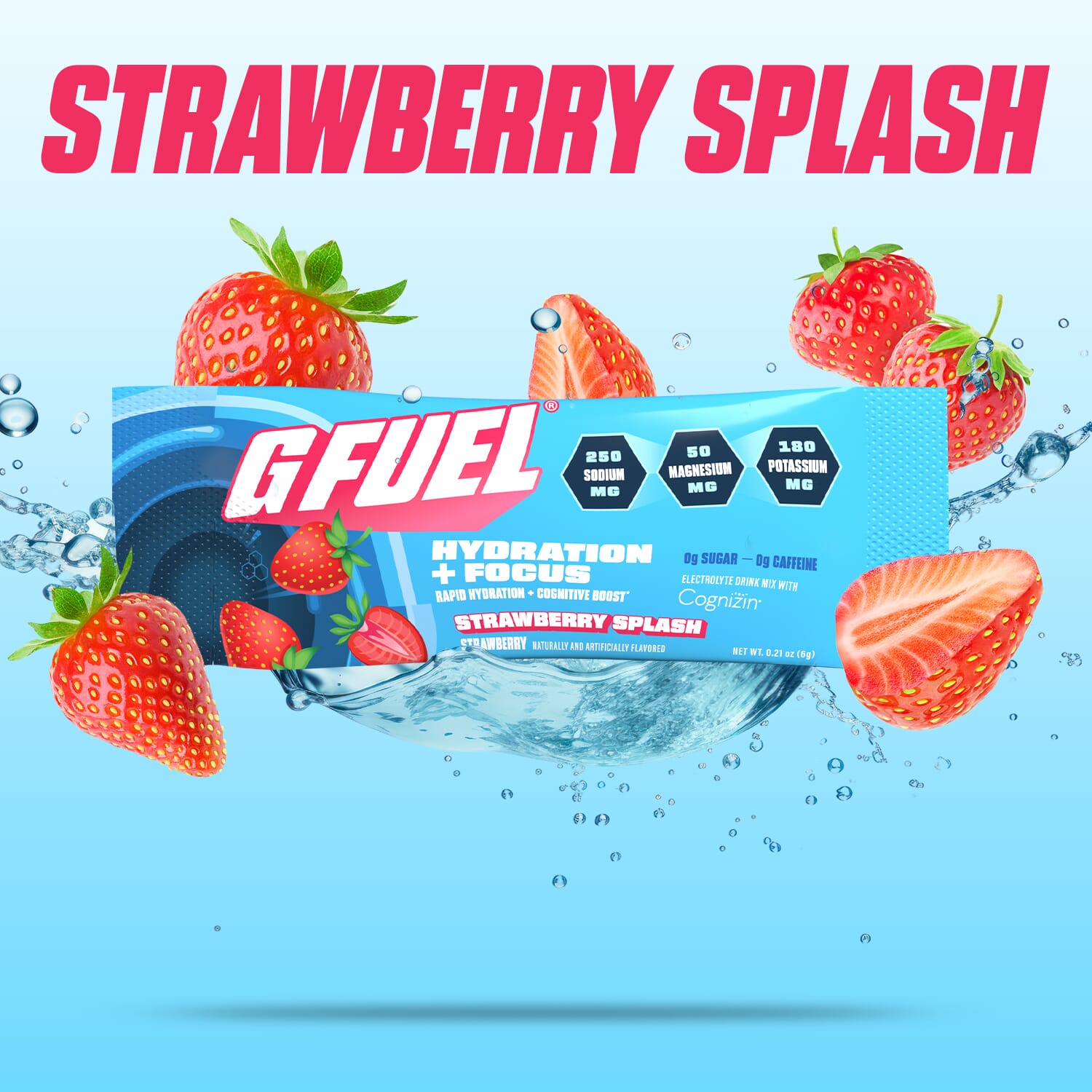 G FUEL | Strawberry Splash Hydration + Focus | 20 Single Serving Packs G FUEL | Strawberry Splash Hydration + Focus | 20 Single Serving Packs