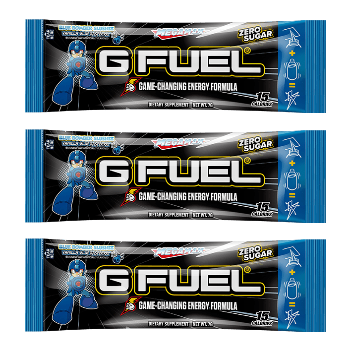 G FUEL x Mega Man™ | Blue Bomber Slushee | 3 Single Serving Energy Packs