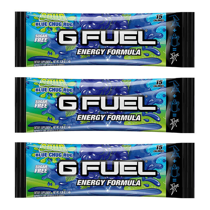 G FUEL Energy Formula Sour Blue Chug Rug 3 Single Serving Packs