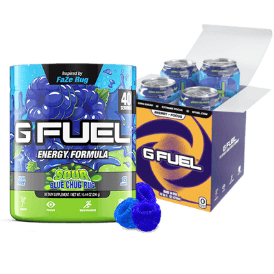 G FUEL| Sour Blue Chug Rug Bundle (Tub + Cans 4 Pack) Bundle (Cans) 